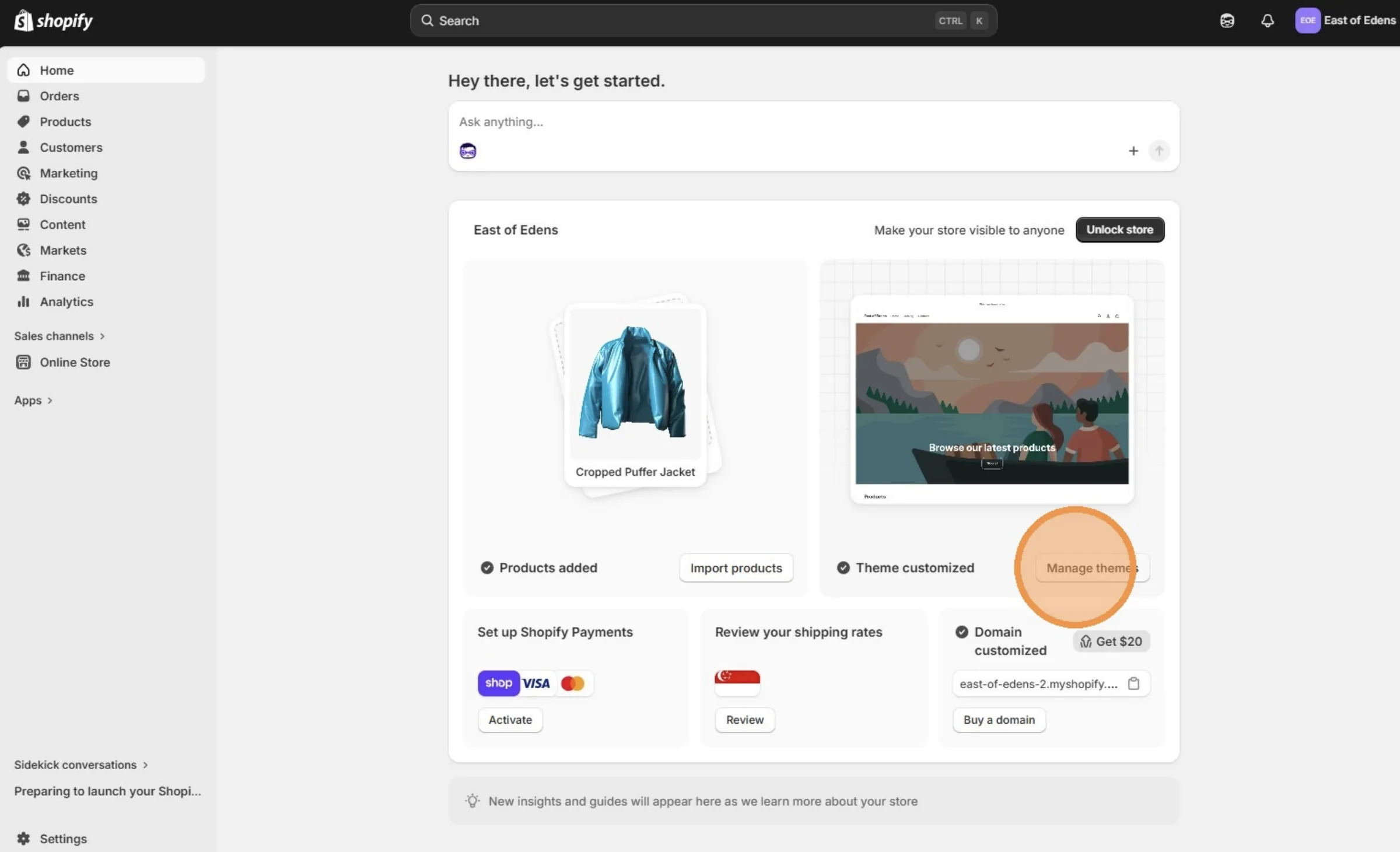 Click "Manage themes"