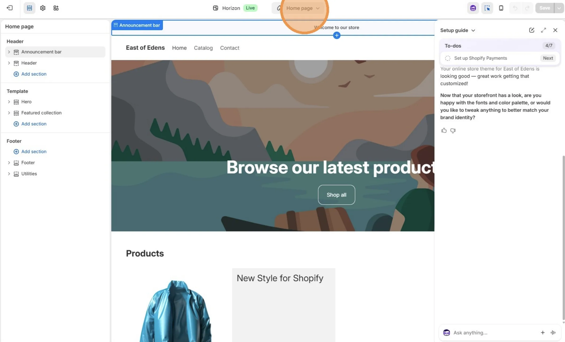 Select the page where you want to embed the Product Journey.