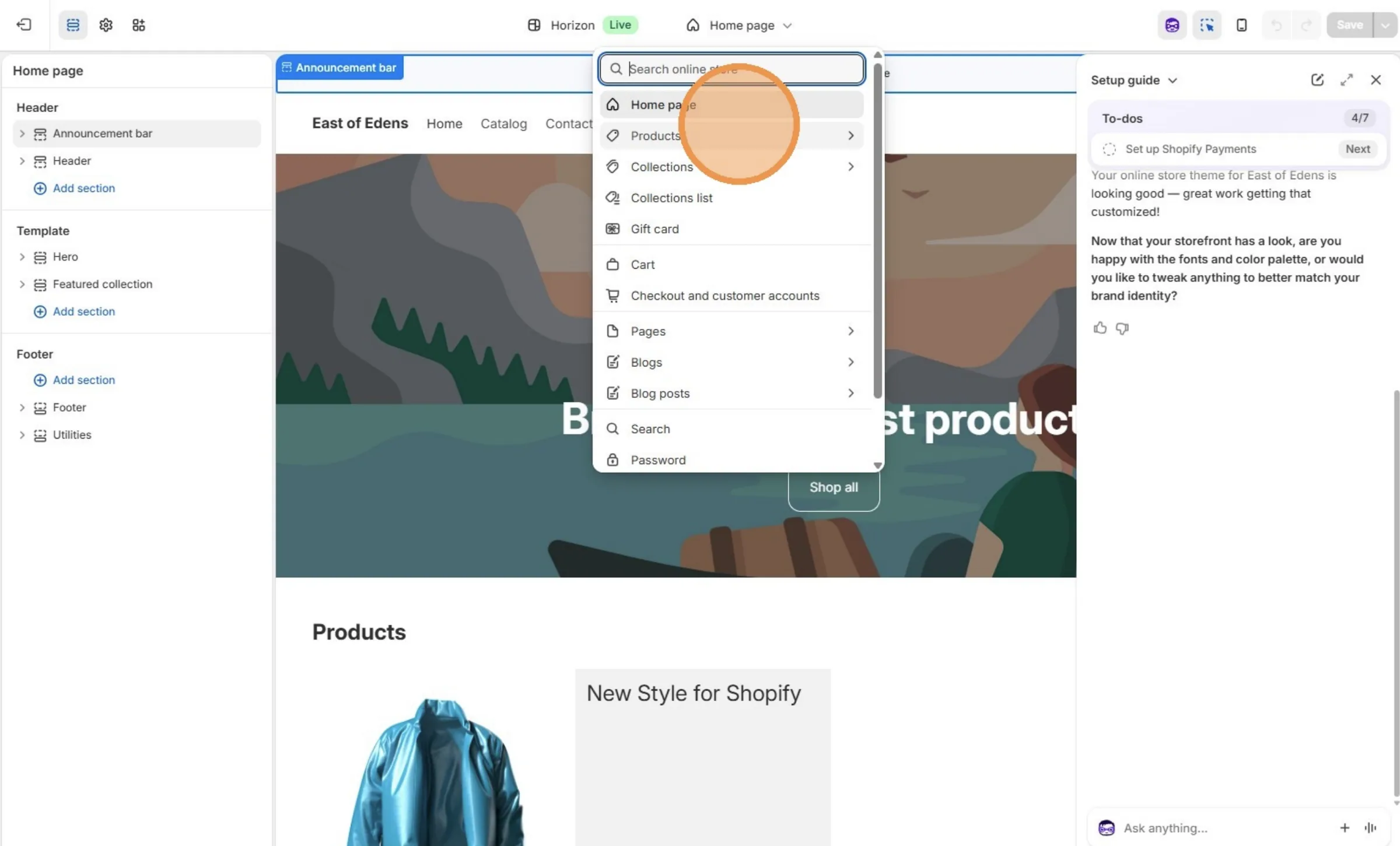 Click "Products"