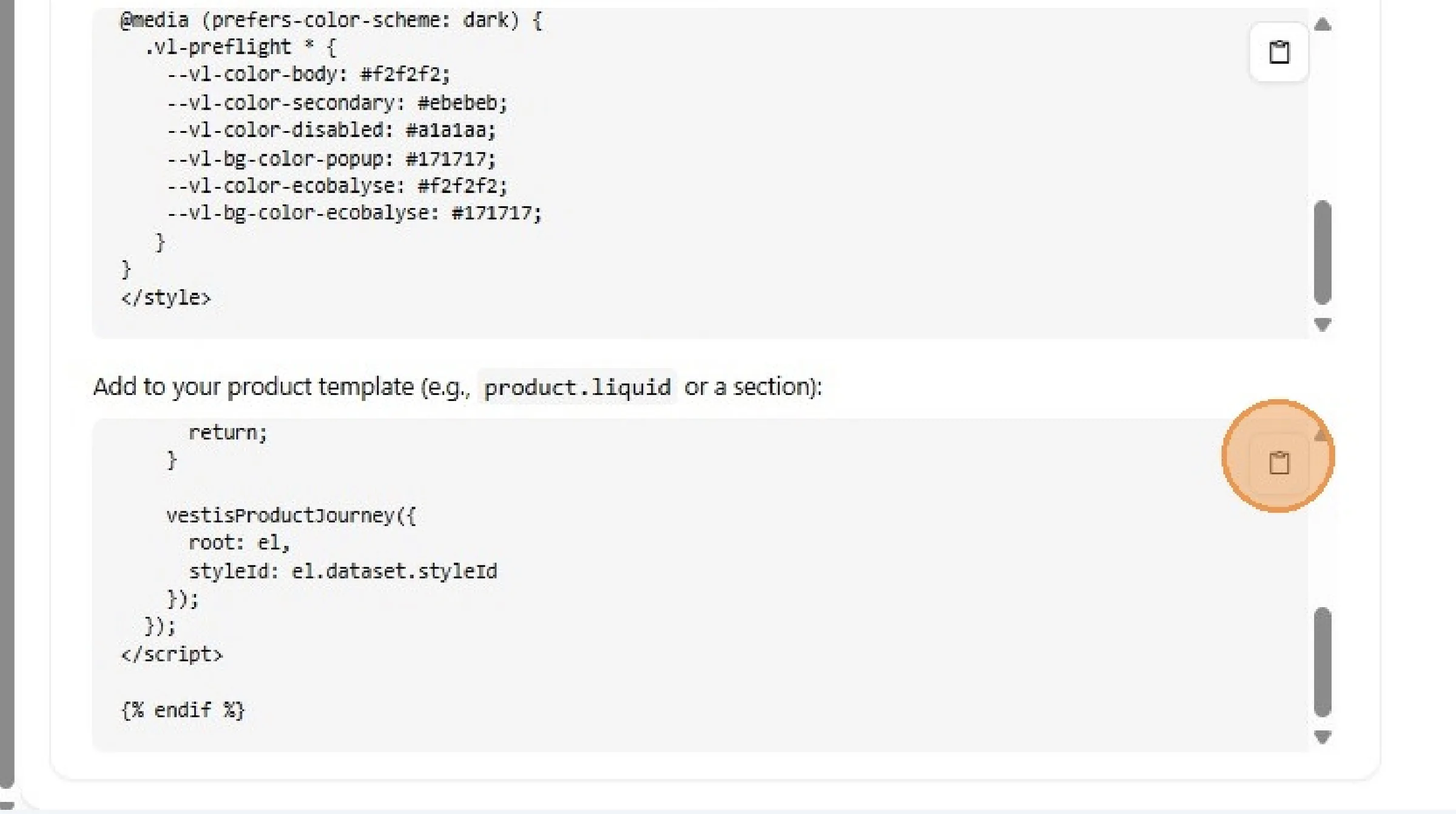 This code is required to display the Product Journey on your product page.