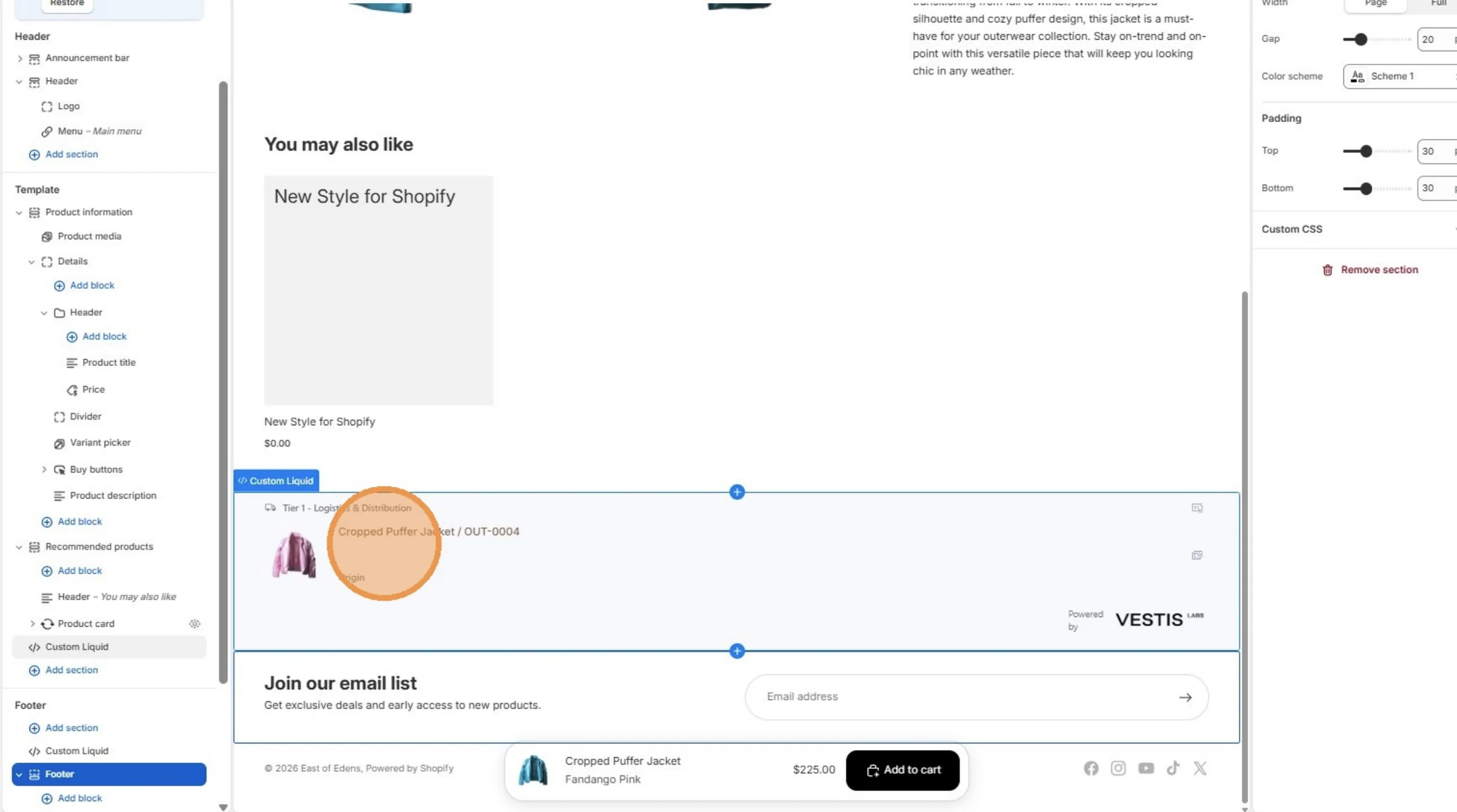 Once saved, you will see the embedded Product Journey preview displayed on the page.