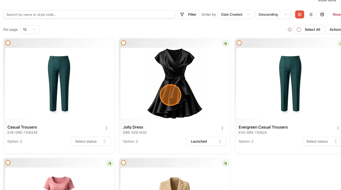 From the Styles list, click the style you want to calculate an environmental score for (e.g., Jolly Dress).