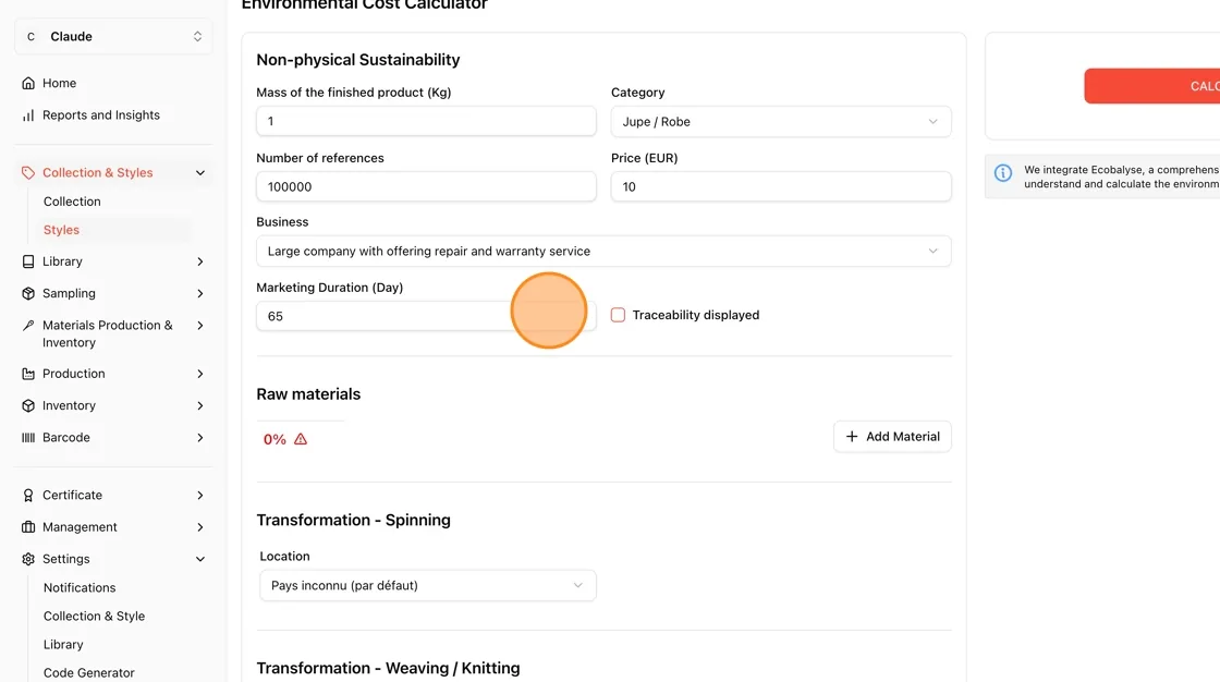 Enter the Marketing Duration (Day).