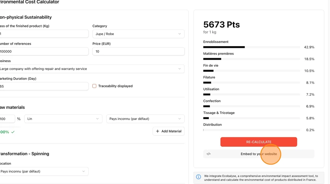 Click Embed to your website to open the Embed to your website modal.
