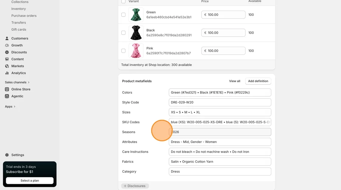 Confirm the metafield updated on the Shopify product page