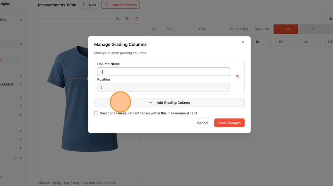 To add another column, click "+ Add Grading Column" again.