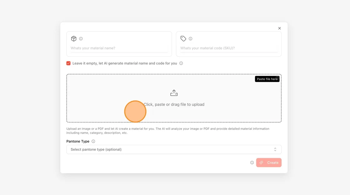 Click, paste, or drag a file into the upload area.