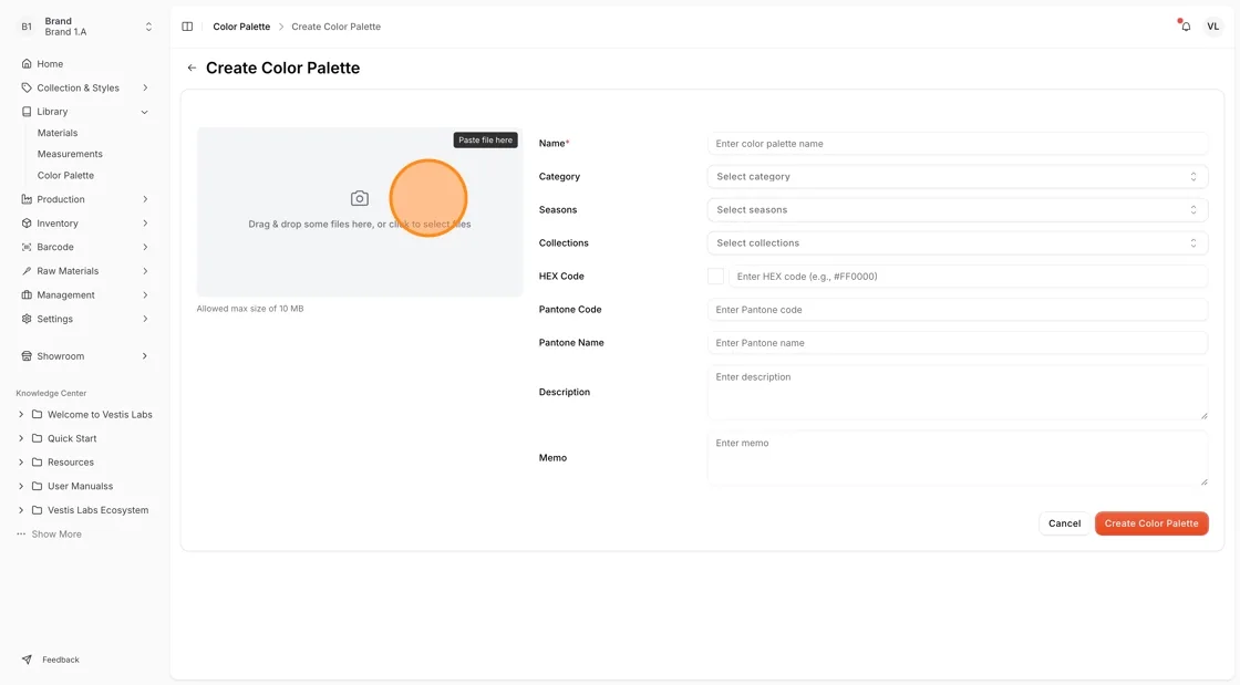 To upload an image, click "Drag & drop some files here, or click to select files" and select your file.