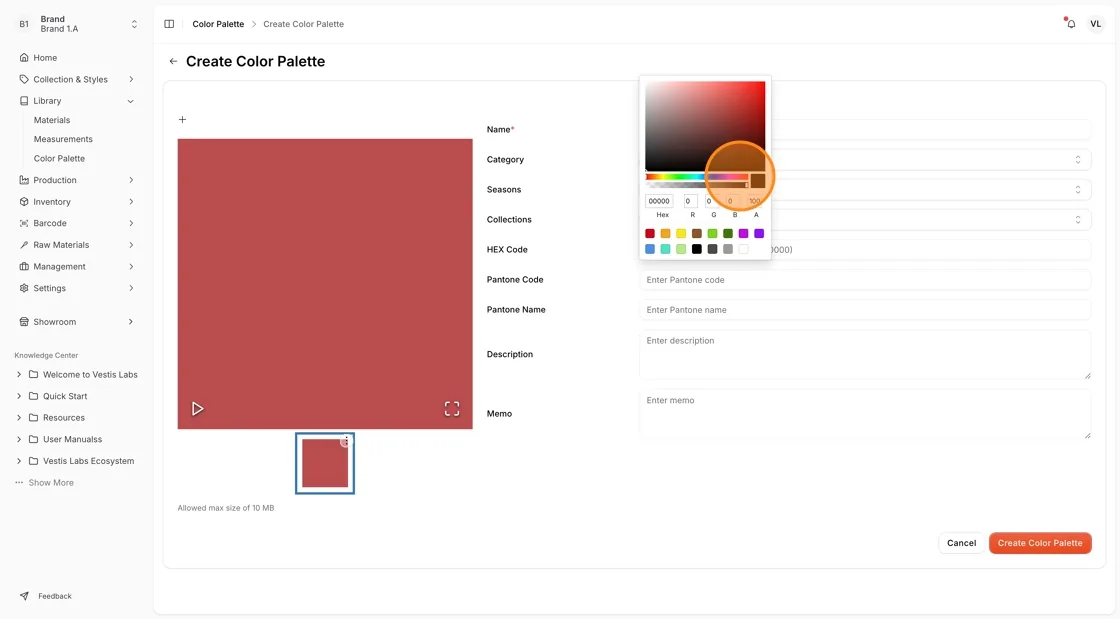 Users can choose their desired color directly from the color window palette.