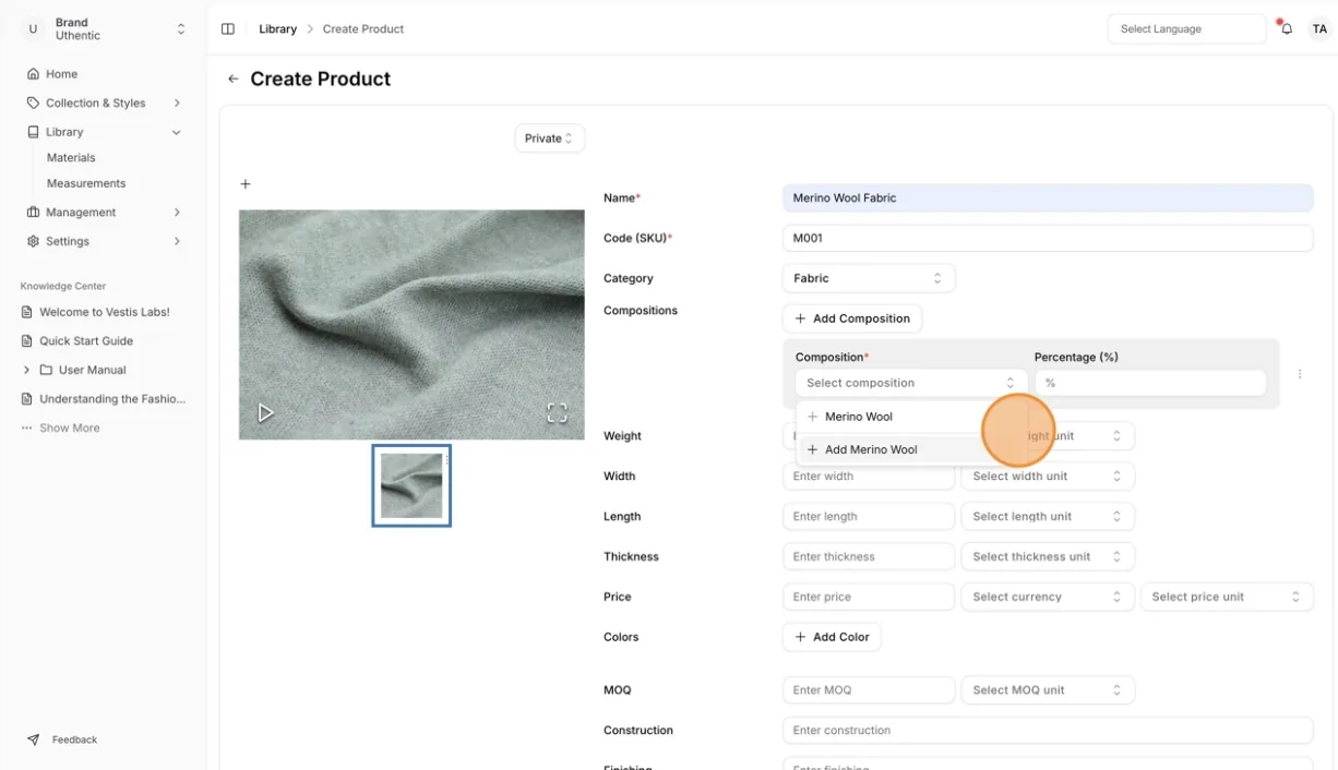 Nb: Users can also create and manage the Composition in the Composition Page.