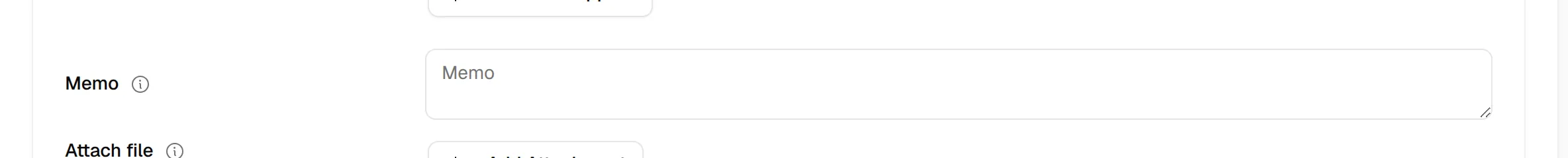 The Memo field near the bottom of the Details tab, where a note can be typed