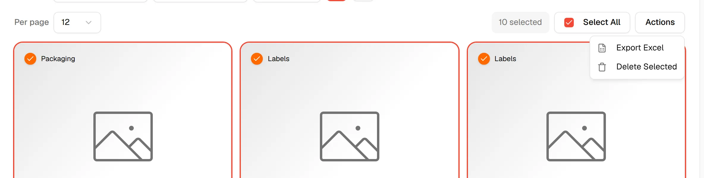 The Actions menu above the list with Export Excel and Delete Selected