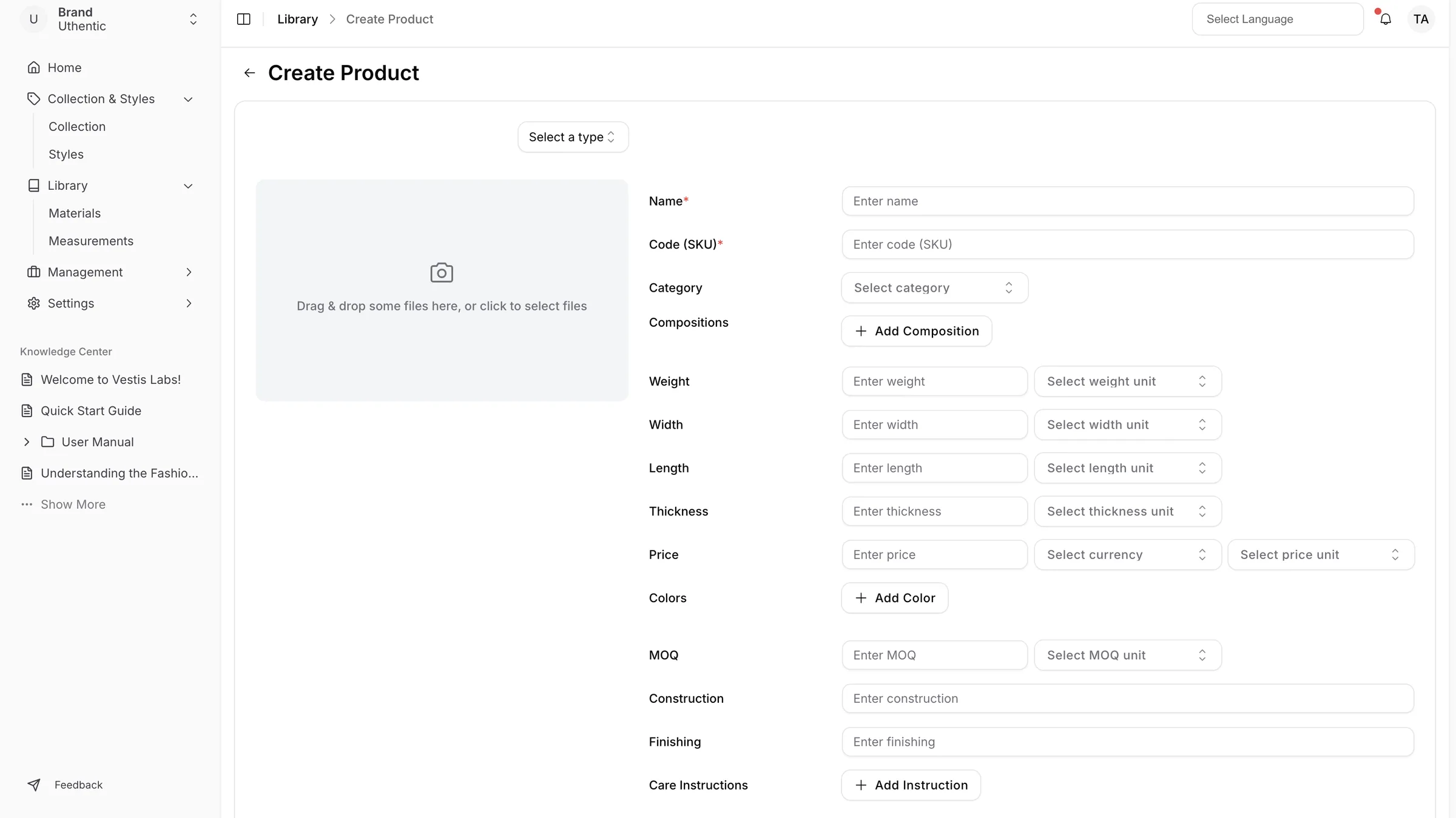 From your Vestis Labs account, you can create and connect a tier from the Create Product Page.