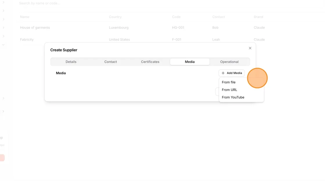 The Media tab with the Add Media menu