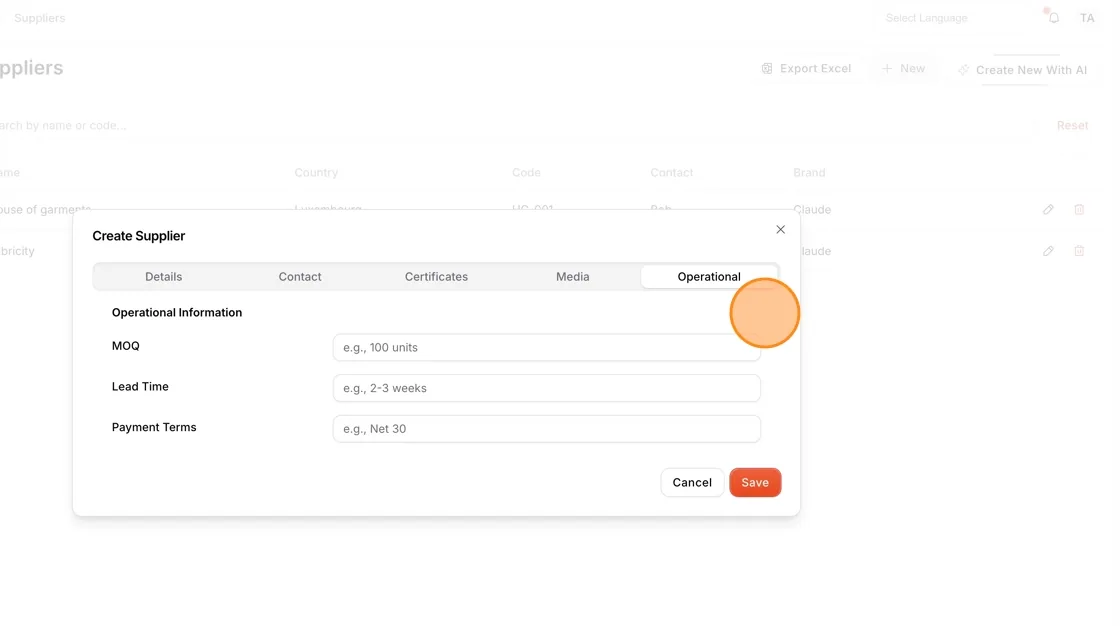 The Operational tab