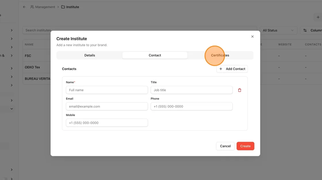 Click the Certificates tab.