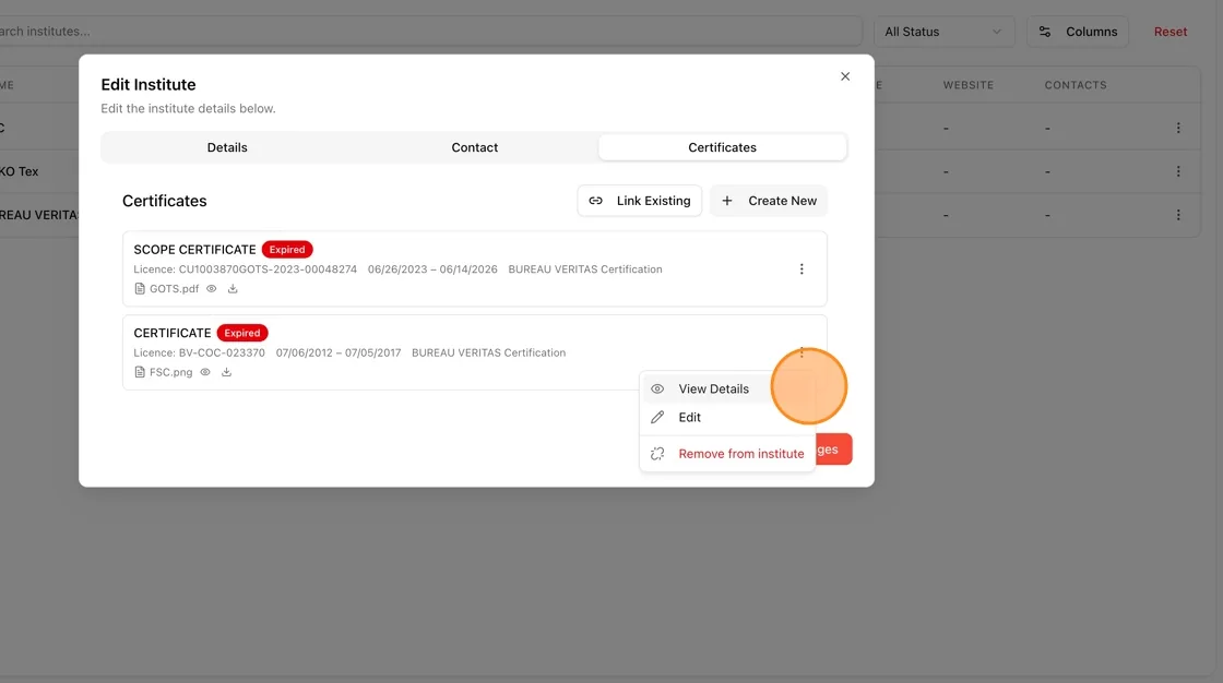 From the menu, Users can also choose View Details or Edit.