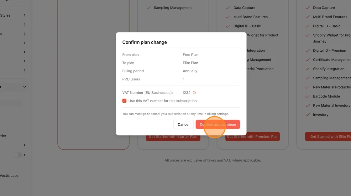 Click Confirm and continue to proceed to the payment page.