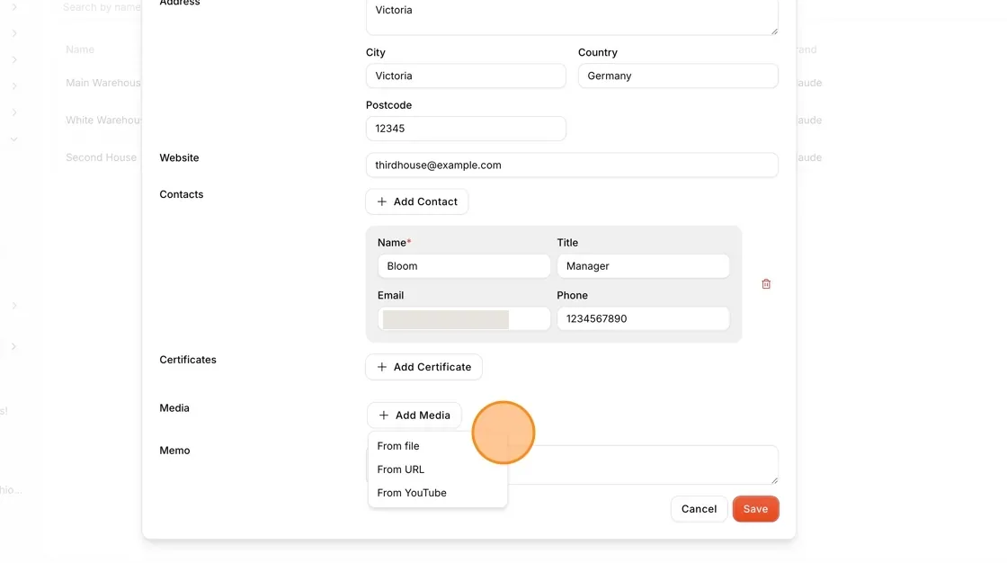 Click Add Media and choose a media source: