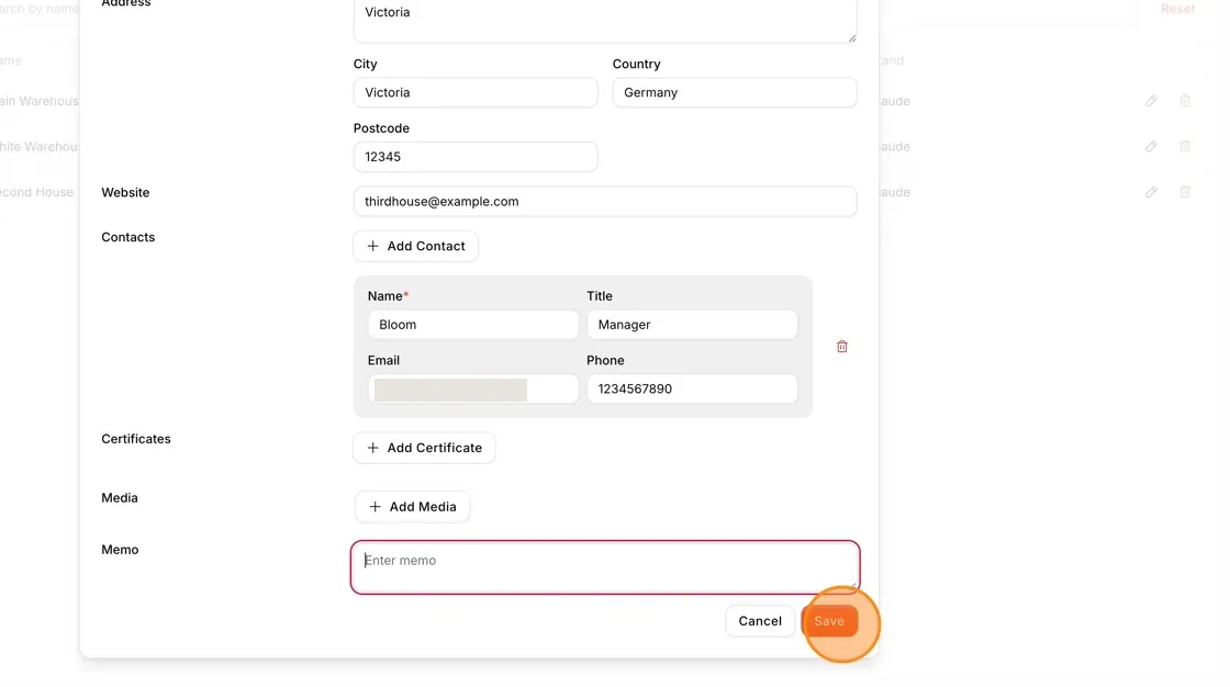Click Save to finish creating the warehouse.