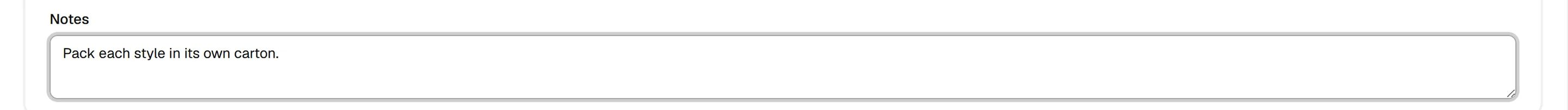 The optional Notes box of a group