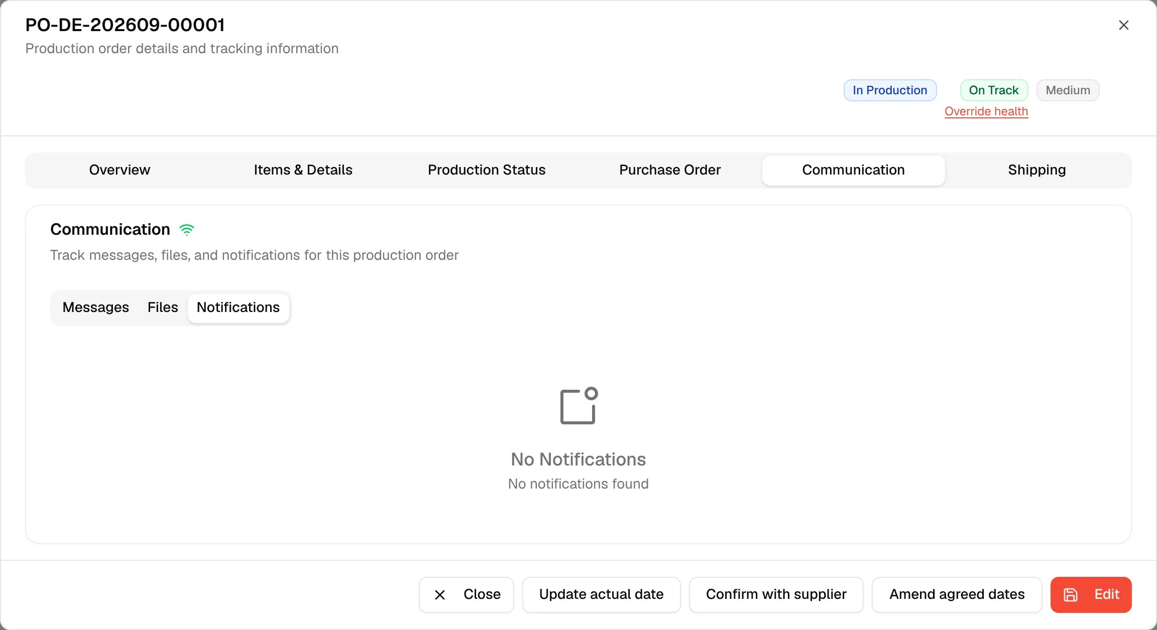 The Notifications tab showing No Notifications