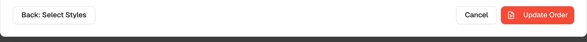 The Update Order button at the bottom right of the Review & Update tab