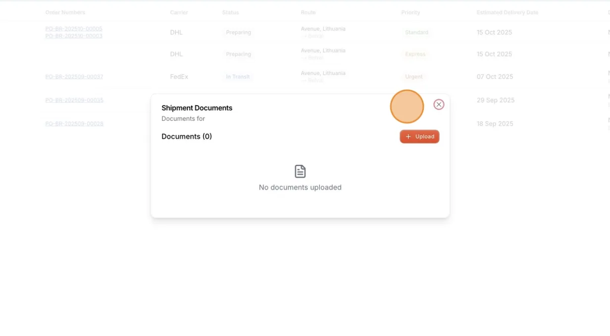 Select Upload to store your document.