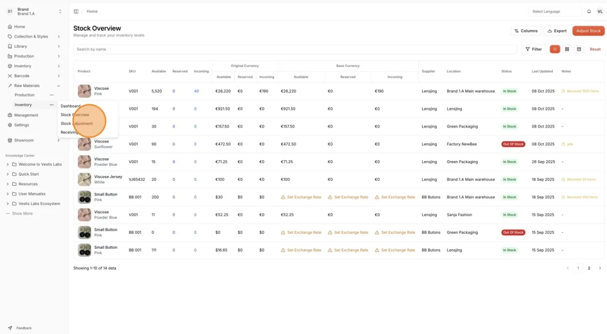 In the Inventory section, click Stock Adjustment.