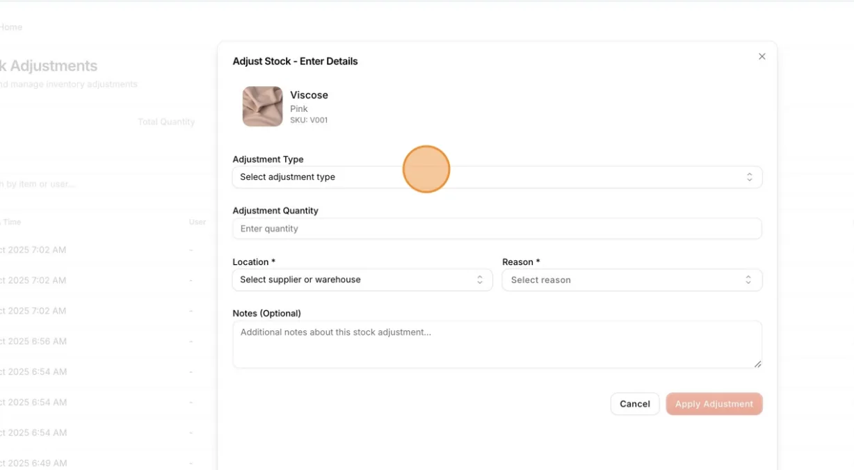 Click Select Adjustment Type.