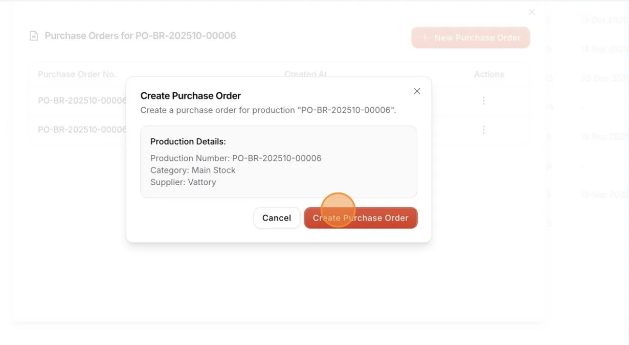Select Create Purchase Order.