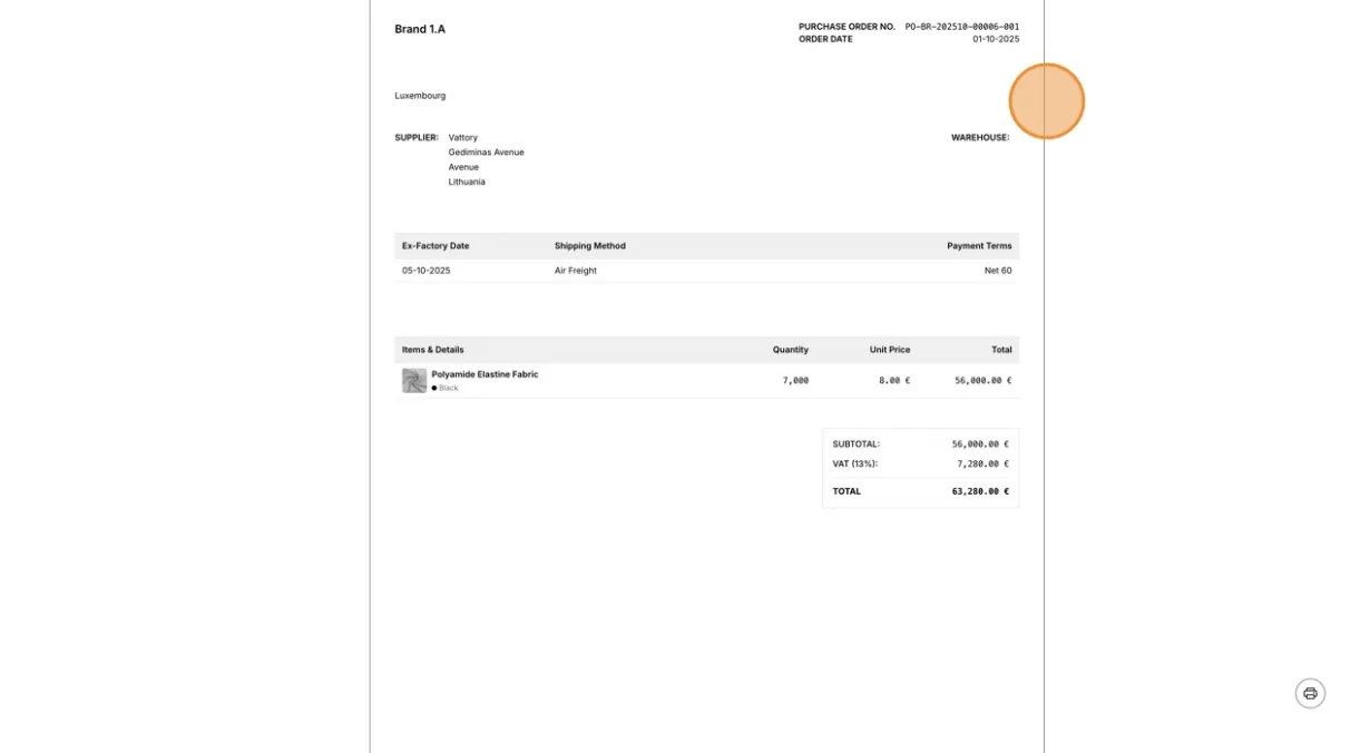 The preview of the downloaded Invoice