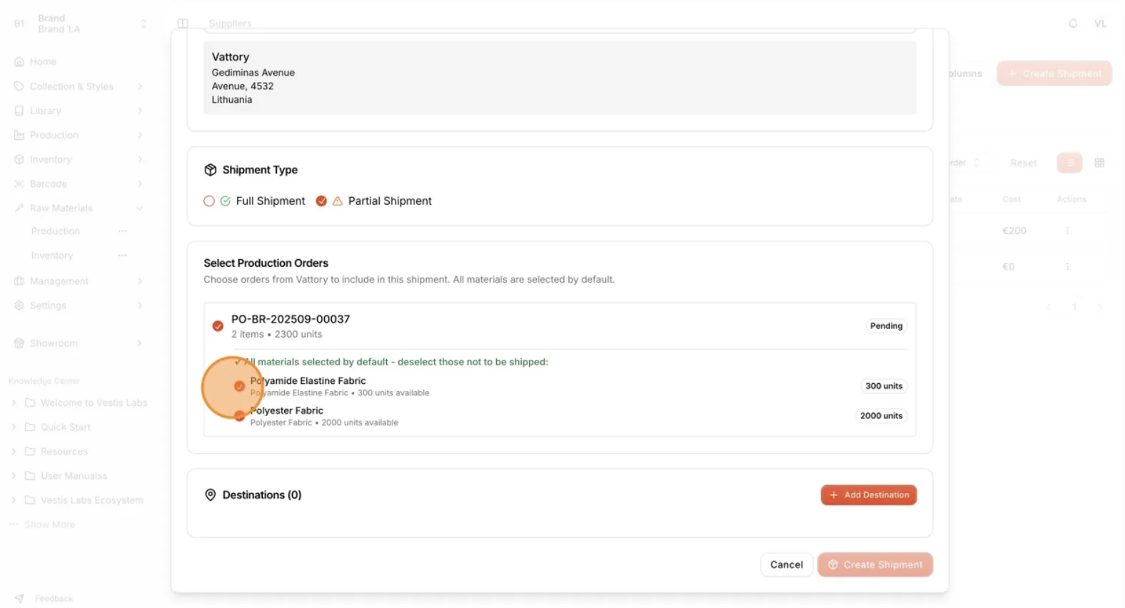 Choose the related Production Orders from the selected factory.