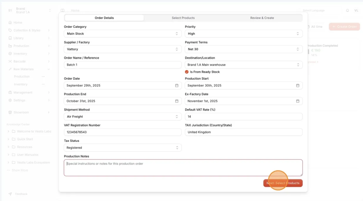 Click Next to continue to the product selection step.