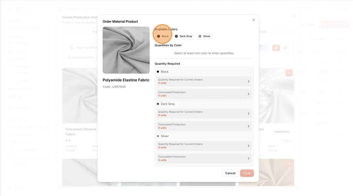 Select the appropriate available product color variant (e.g., color such as Black or Dark Grey).