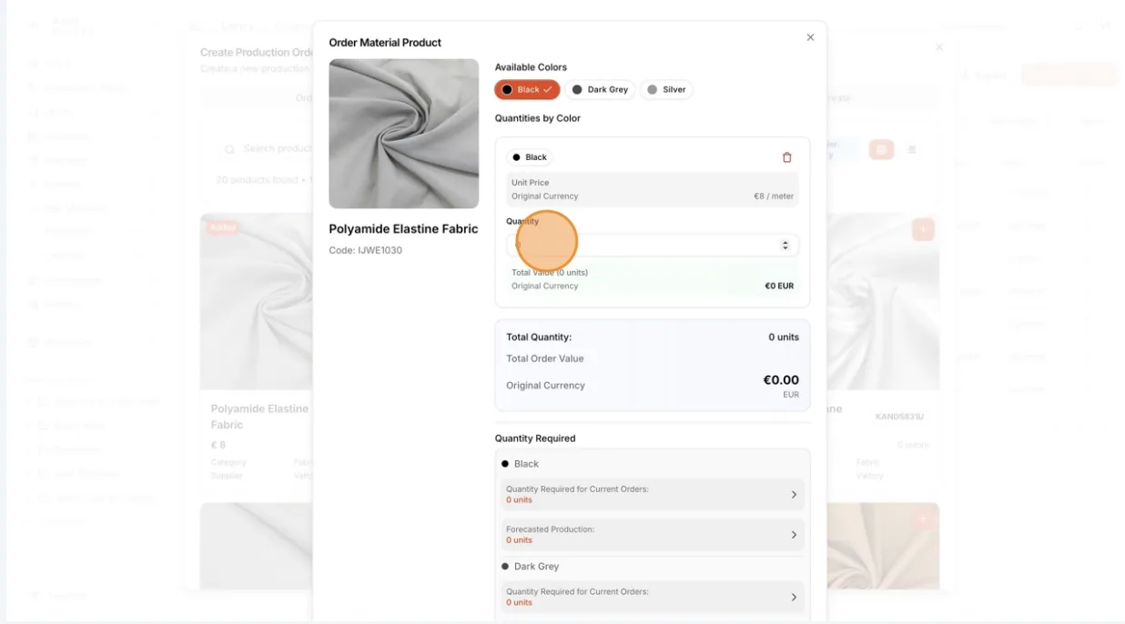 Enter the Required Quantity for each product.