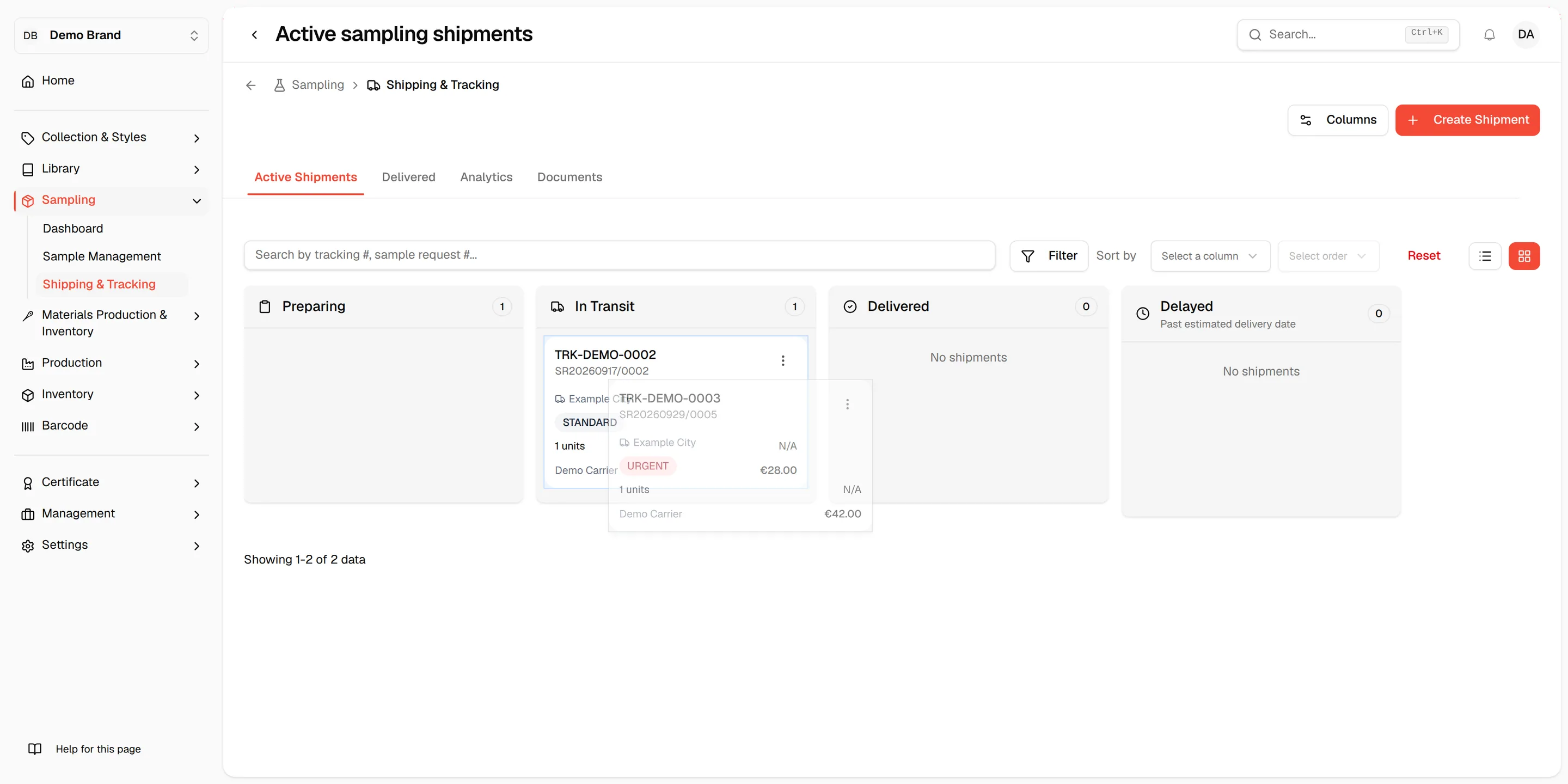 A kanban card being dragged over another column; the status only changes when the card is dropped