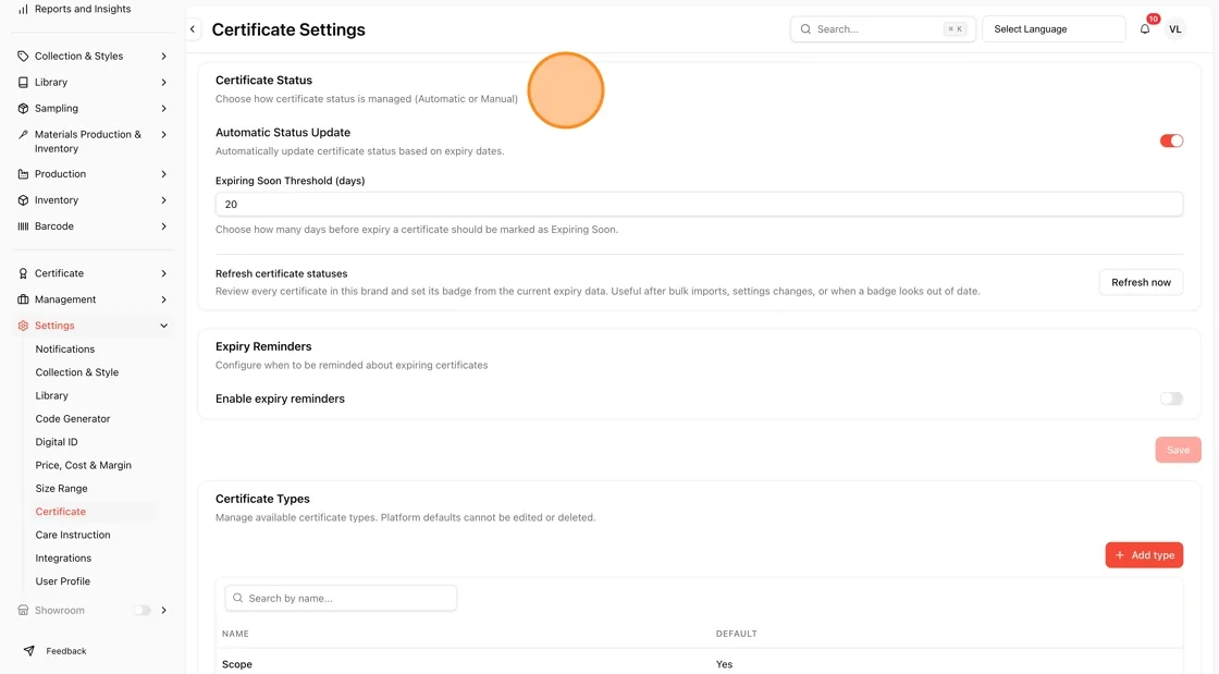At the top of the page, the Certificate Status section explains that you can choose how certificate status is managed —…