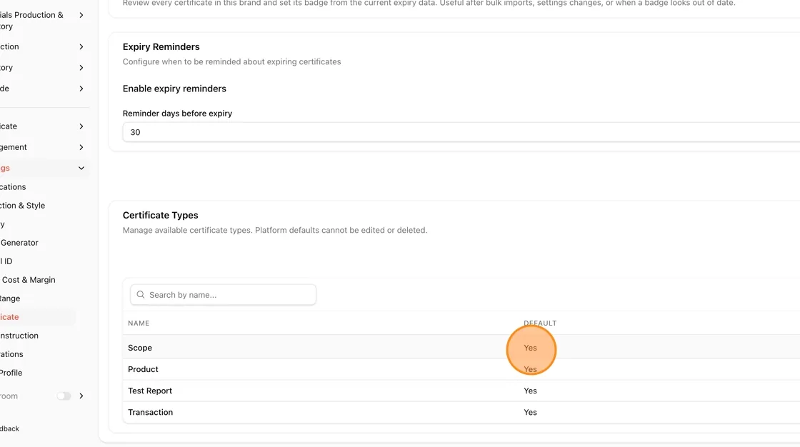 Note: Platform default types cannot be edited or deleted.