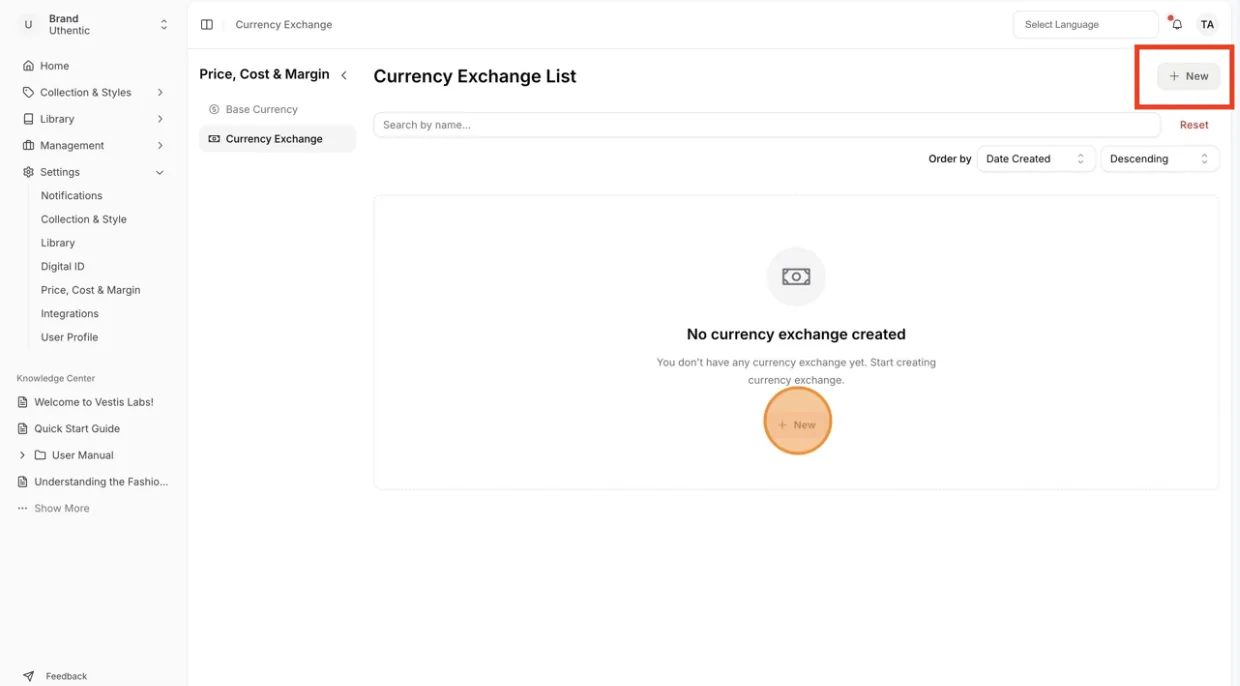 Navigate to Settings Price, Cost & Margin.