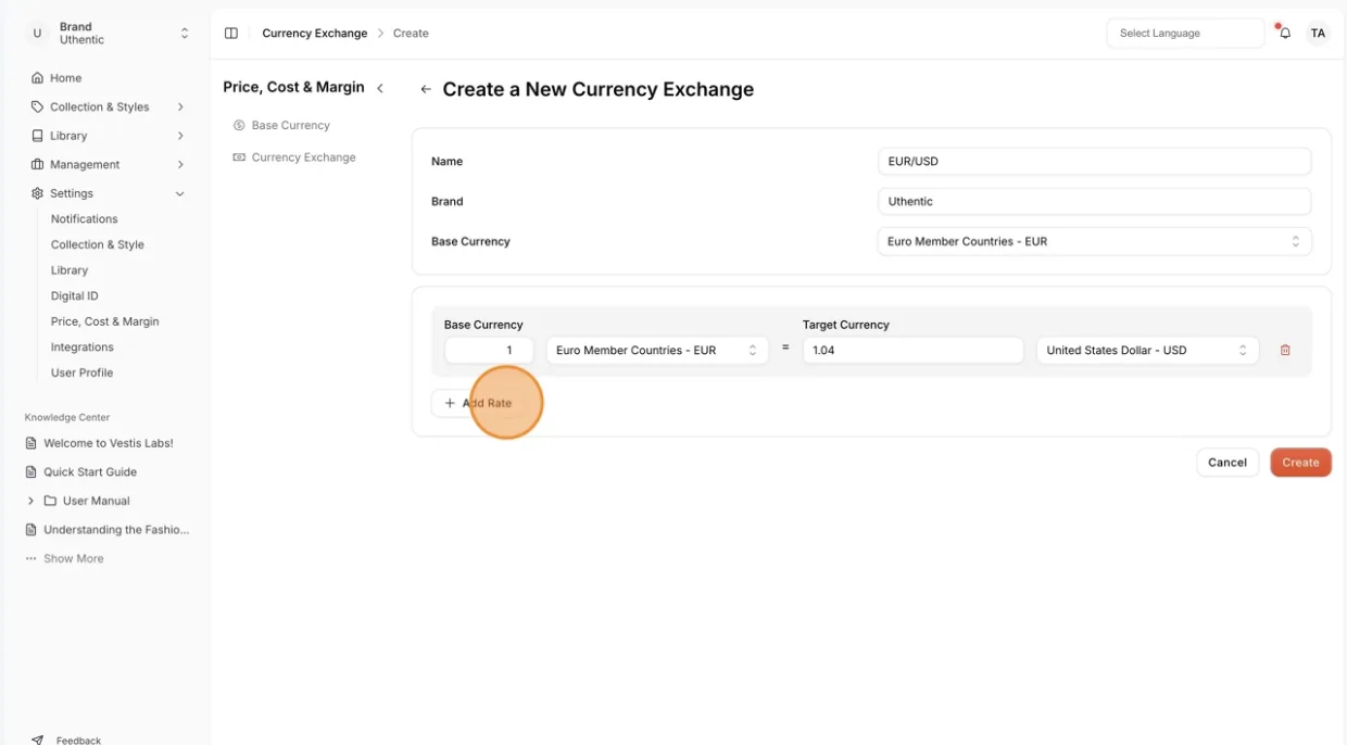 Navigate to Settings Price, Cost & Margin.