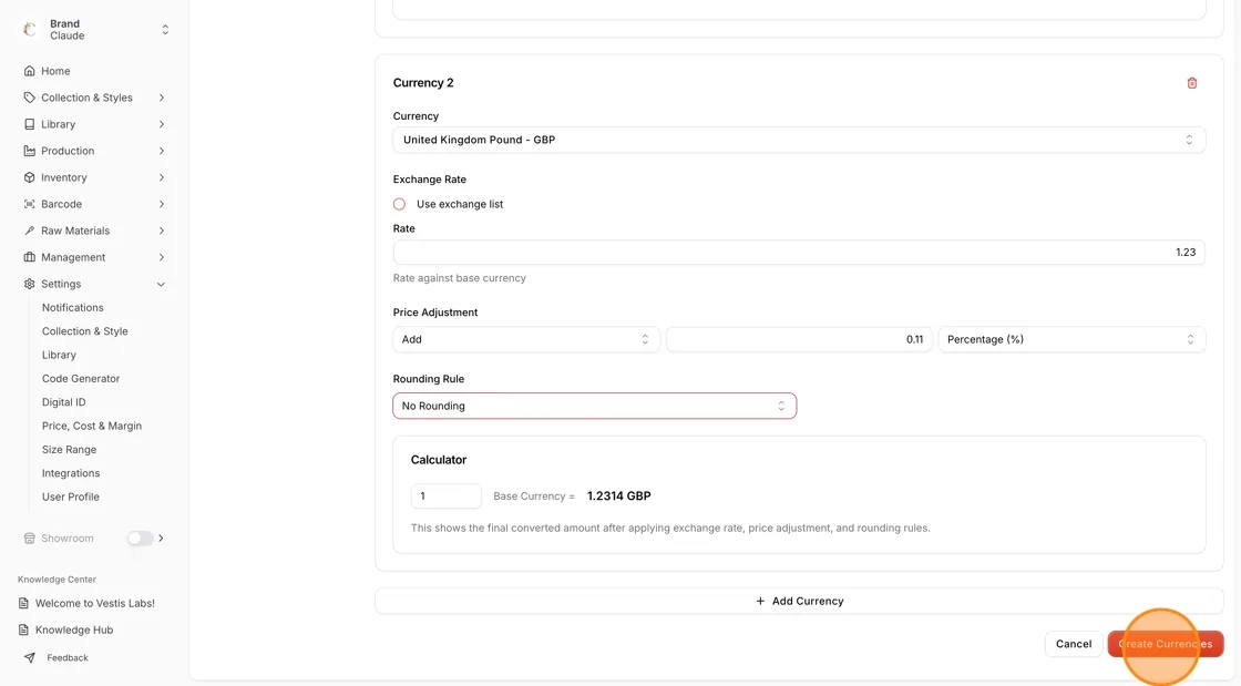 Repeat the previous instructions for each additional currency you want to support.