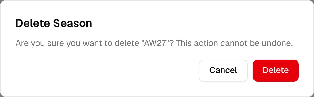 The Delete Season confirmation