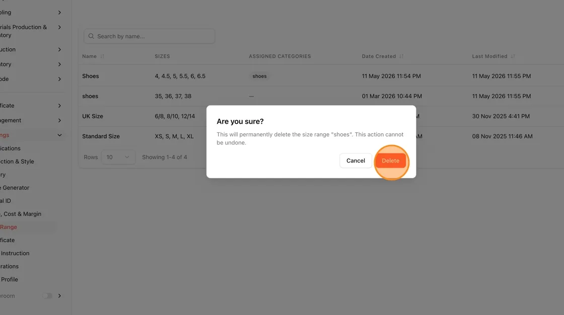 Click "Delete" to remove it permanently.