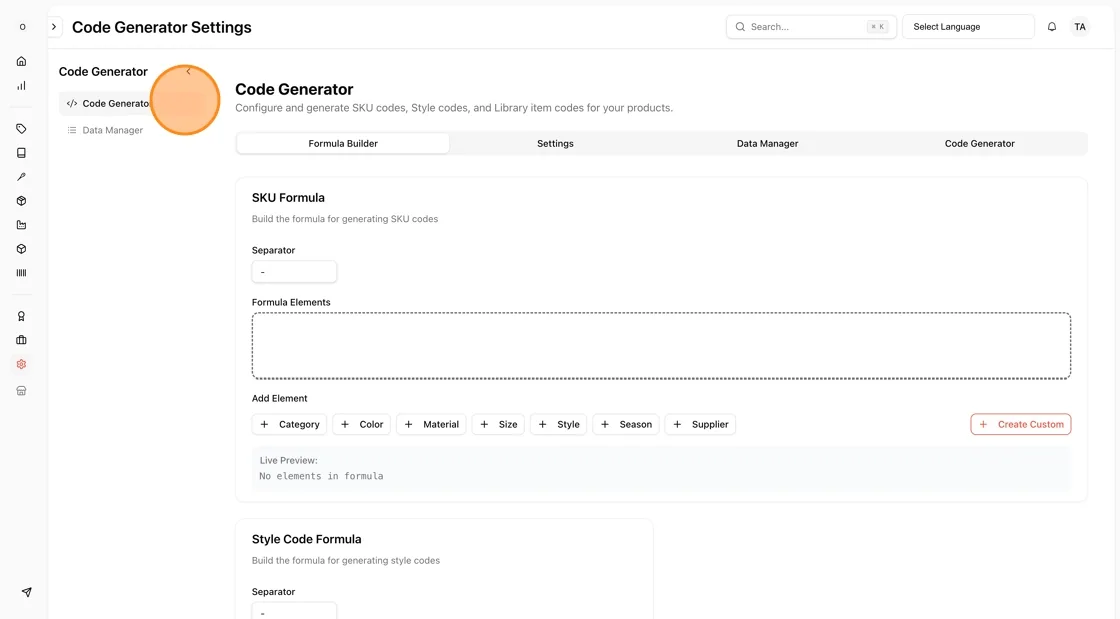 The code design tool determines how your product identifiers will be structured.