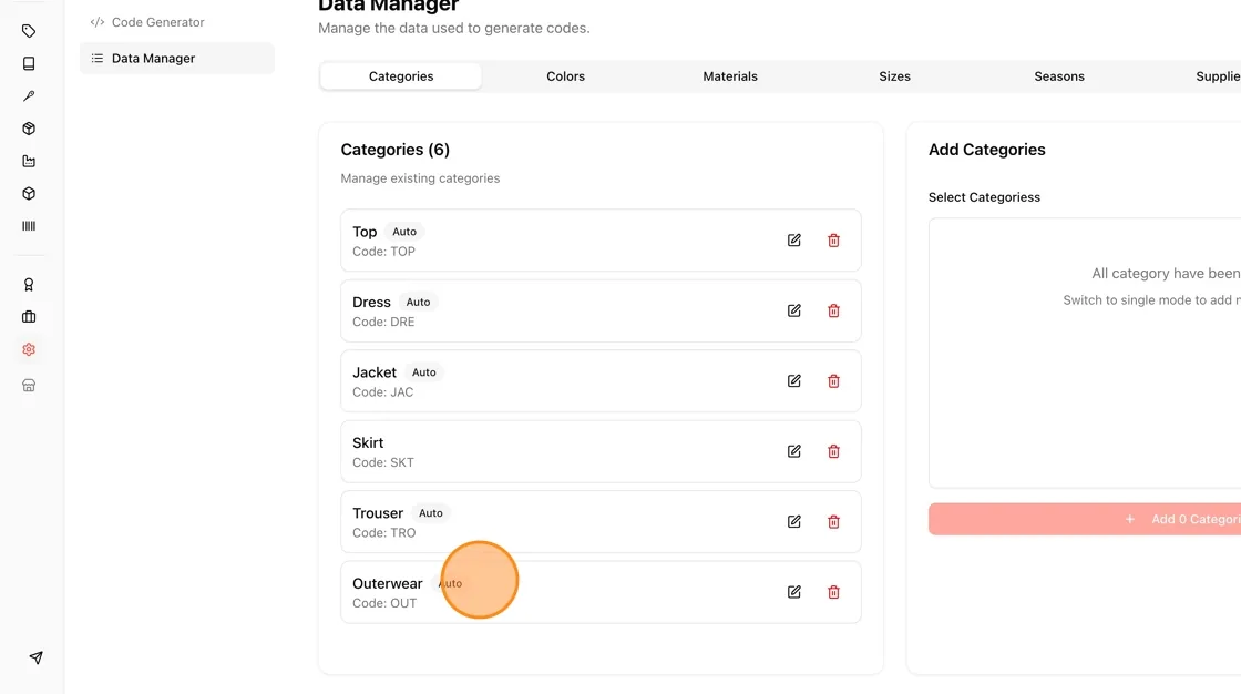 The sizes will automatically be added to the data manager.