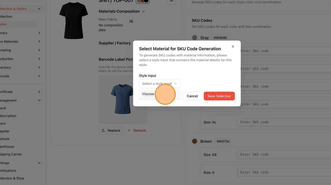 Click "Select a style input."