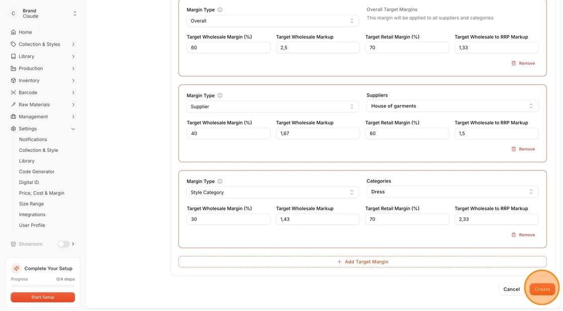 Style Category: This margin will be applied to selected style category.