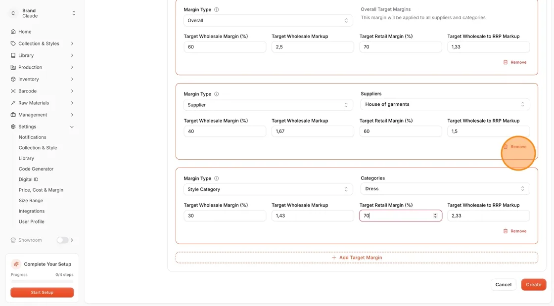 Style Category: This margin will be applied to selected style category.