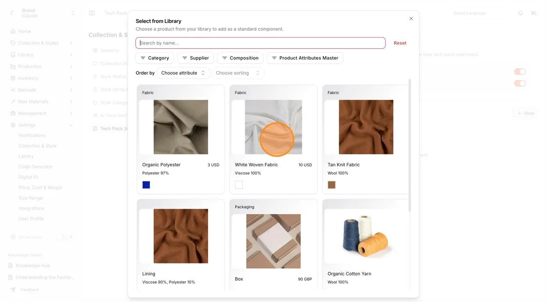 In the Library view, select the existing item